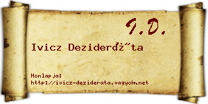 Ivicz Dezideráta névjegykártya